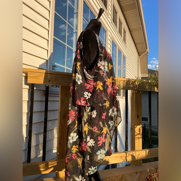 Lane Bryant Women’s Black Multicolor Floral Sheer High Low Blouse Sz 2X - Picture 3 of 11